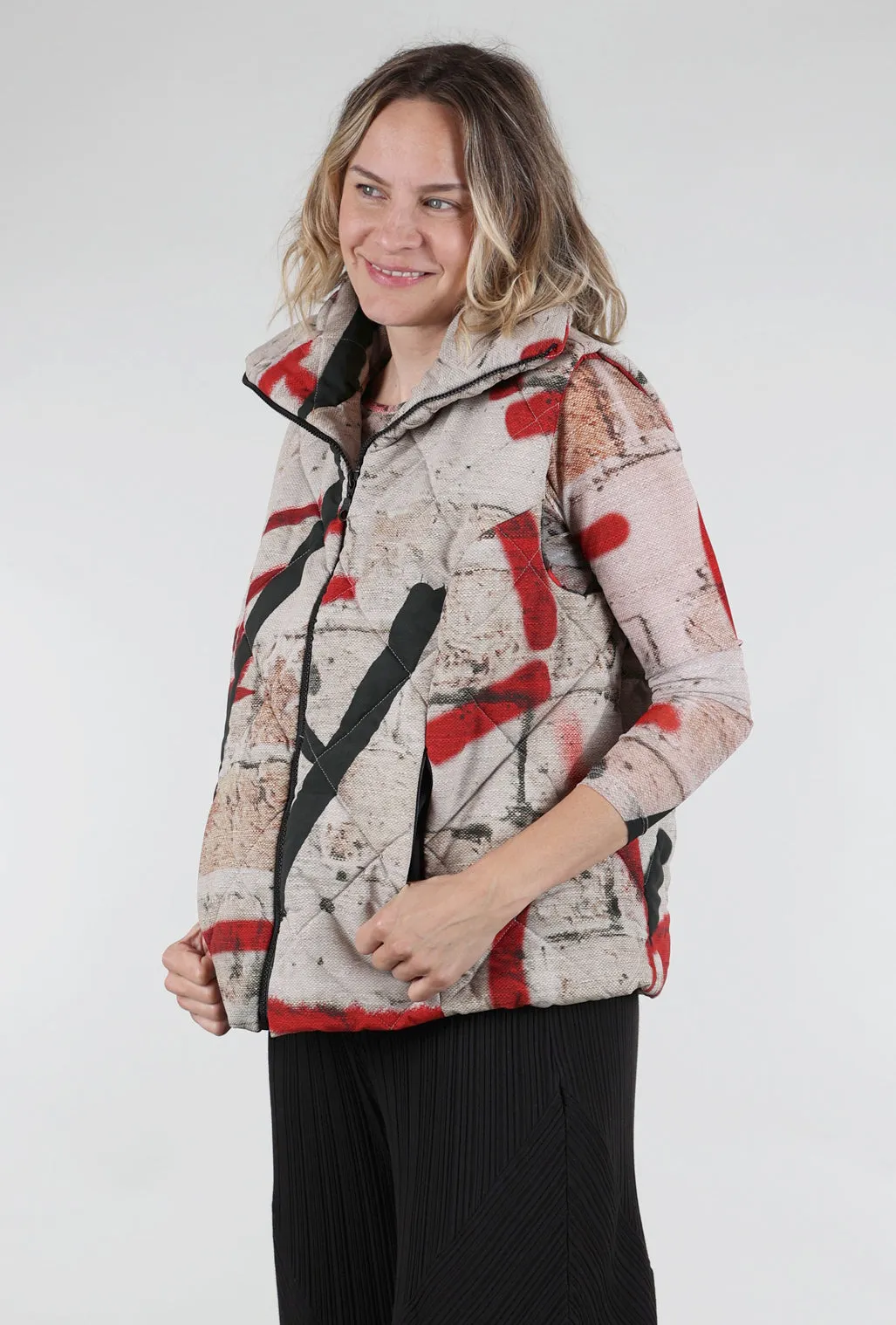 Graffiti Puffer Vest, Red