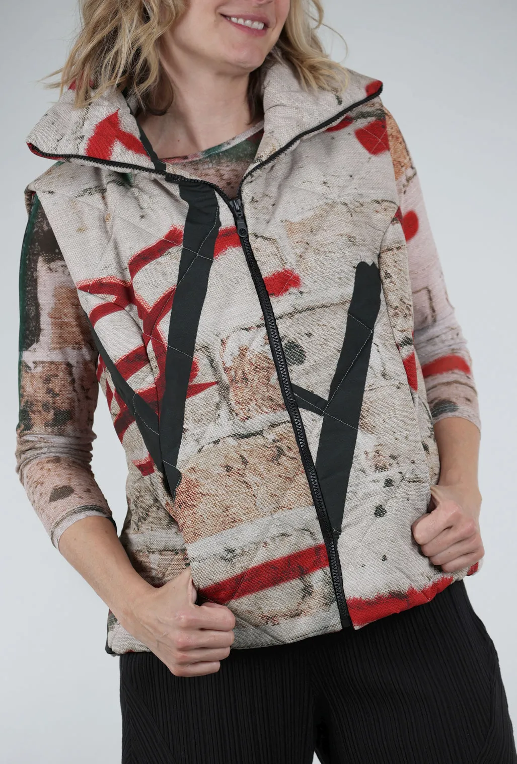 Graffiti Puffer Vest, Red