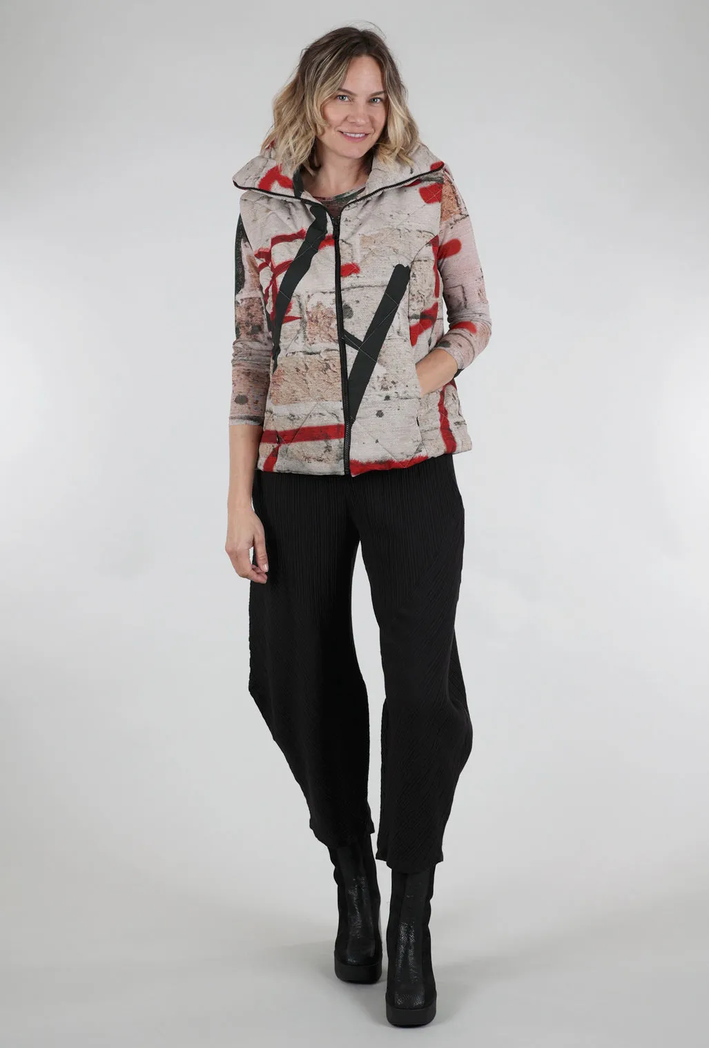 Graffiti Puffer Vest, Red