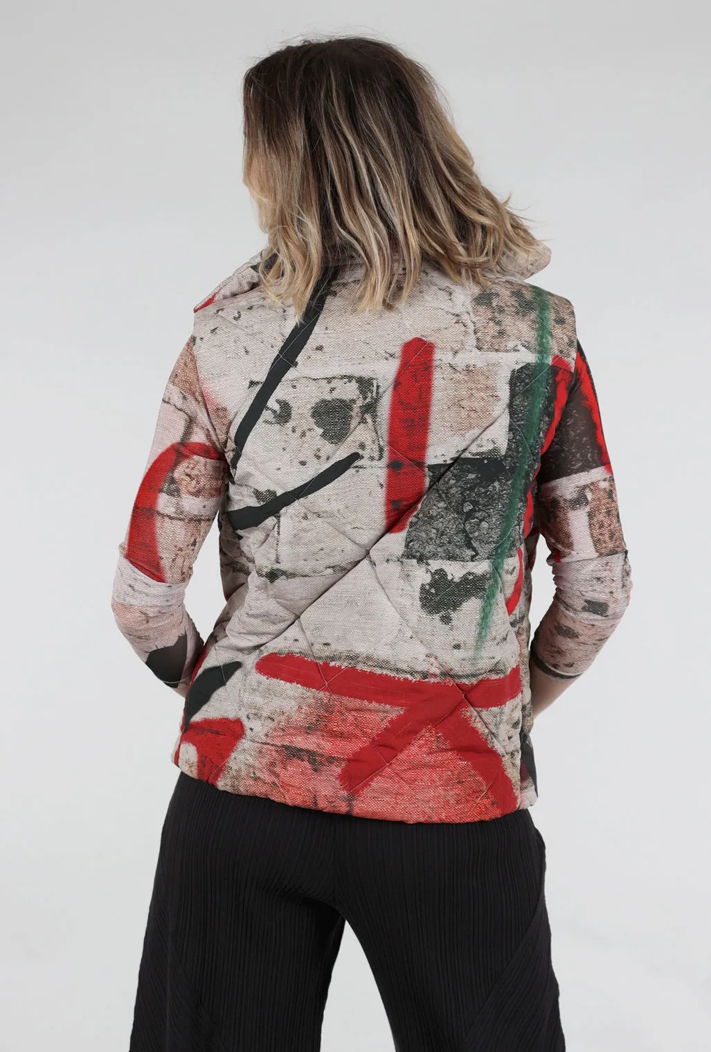 Graffiti Puffer Vest, Red