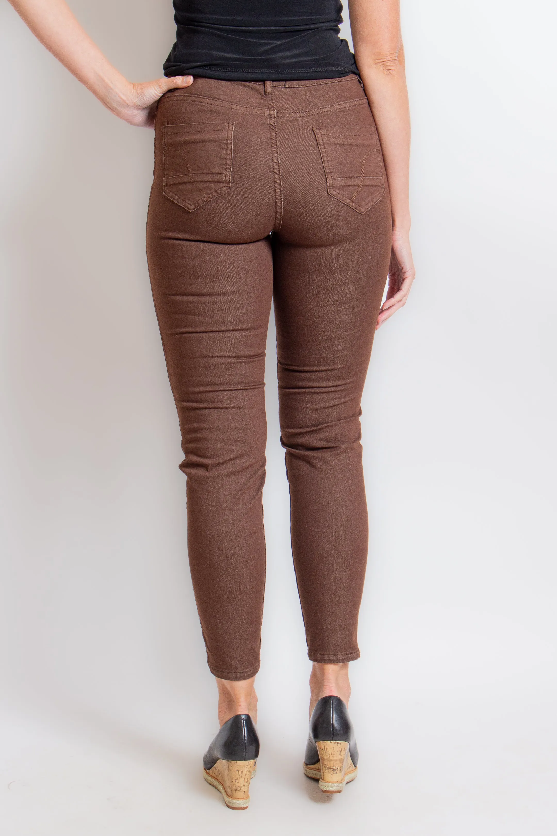 Green & Brown Floral Reversible Skinny Jeans