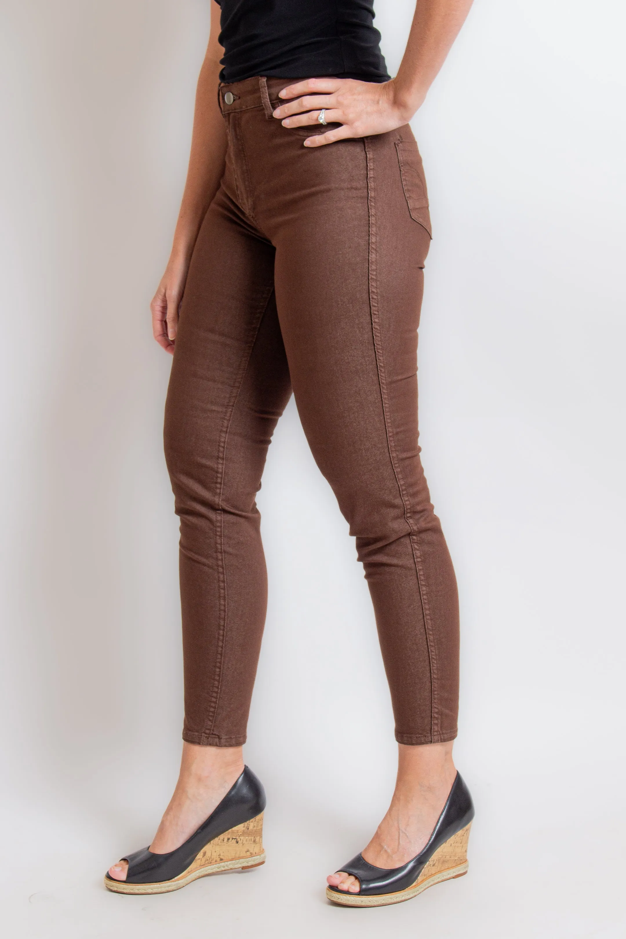 Green & Brown Floral Reversible Skinny Jeans