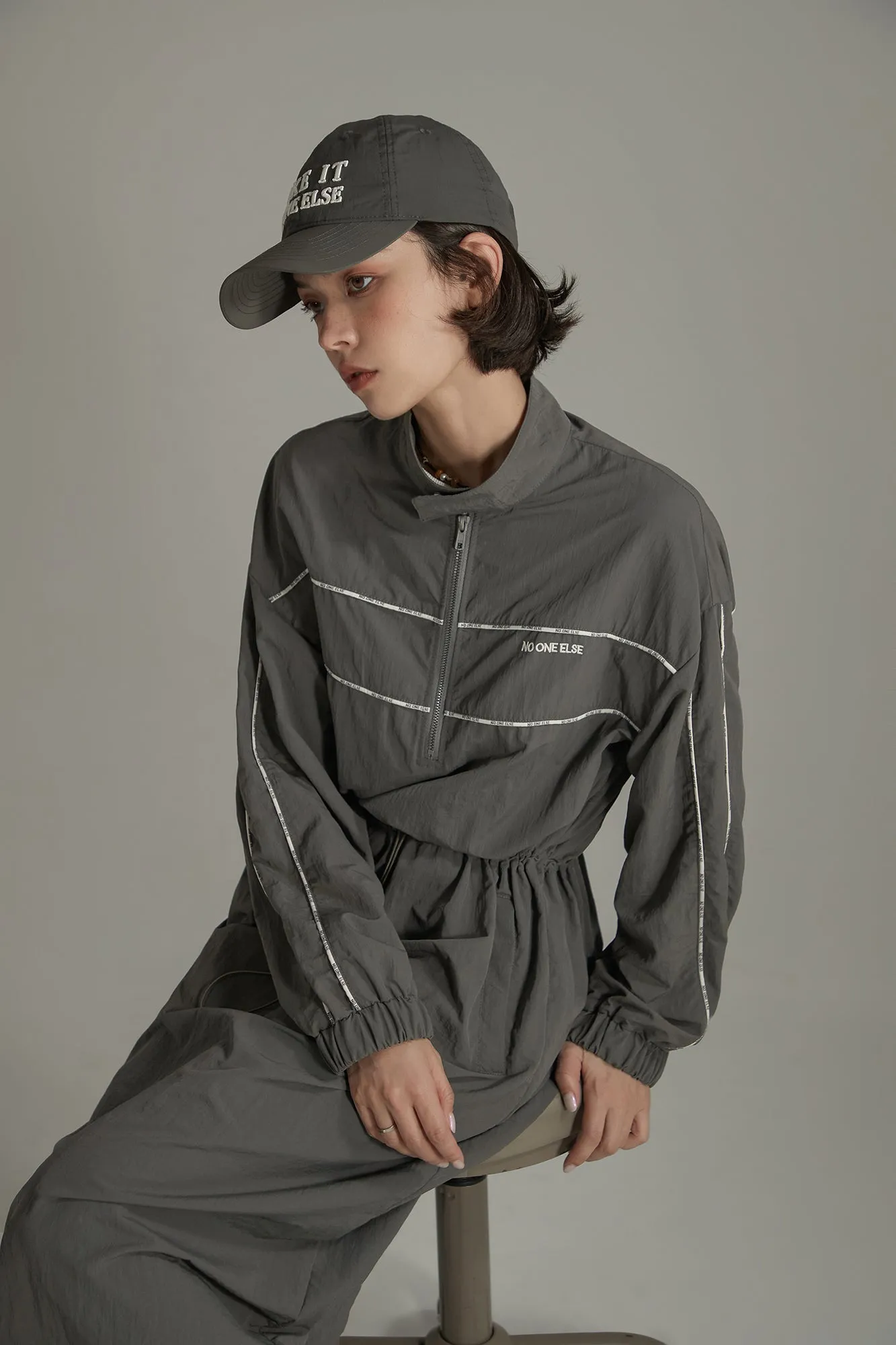 Half Zip-Up Elastic Long Dress