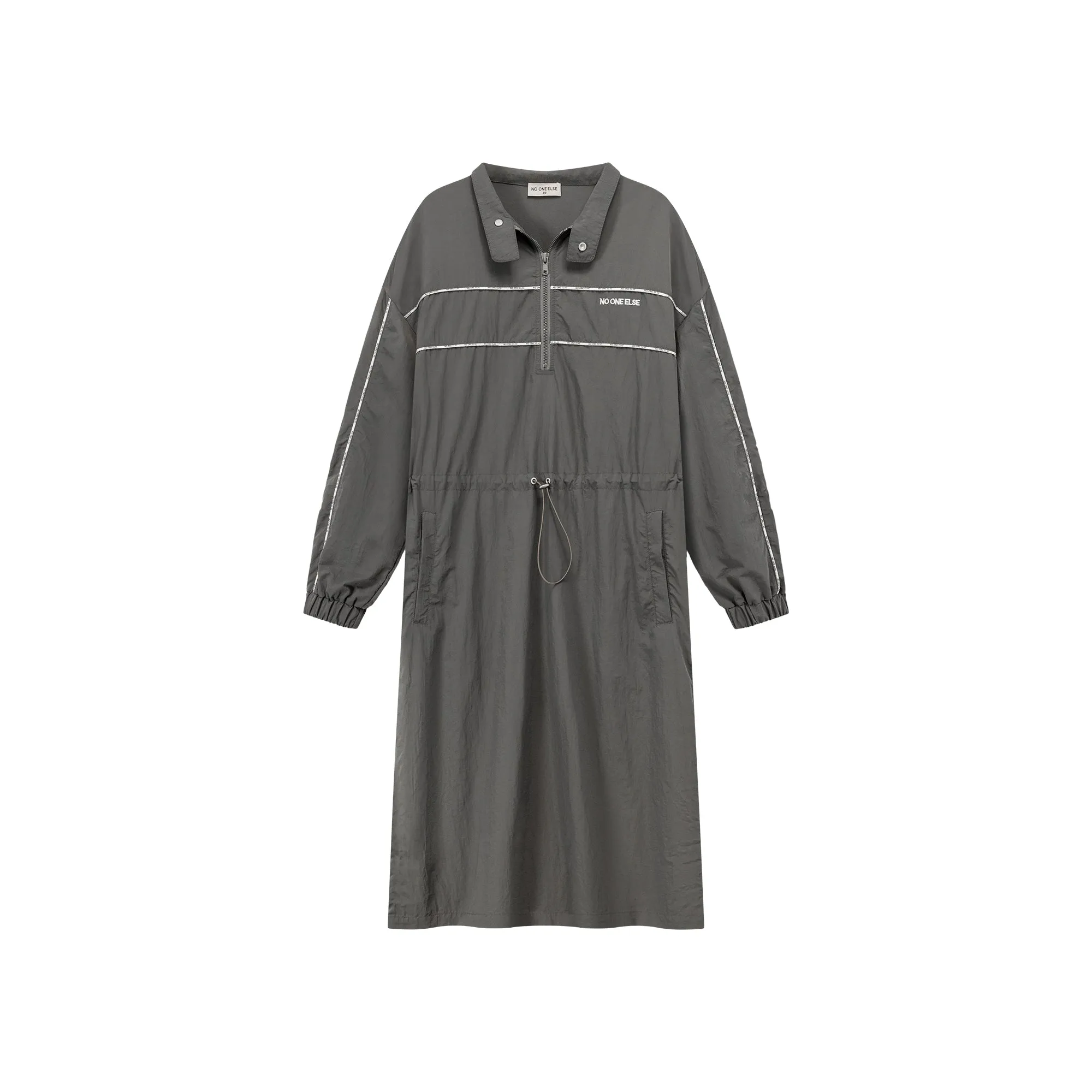 Half Zip-Up Elastic Long Dress