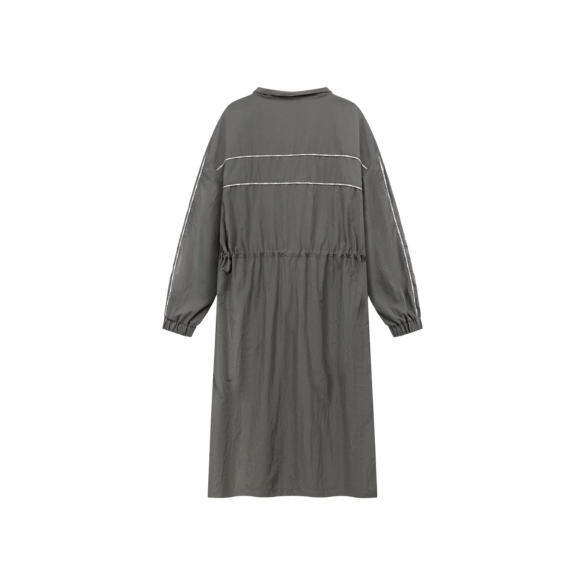 Half Zip-Up Elastic Long Dress