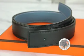 Hermes Reversible  32 MM Black/blue Jeans Swift 75 Belts