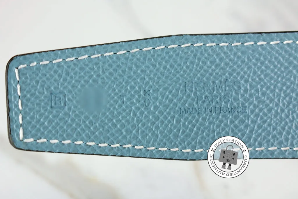 Hermes Reversible  32 MM Black/blue Jeans Swift 75 Belts