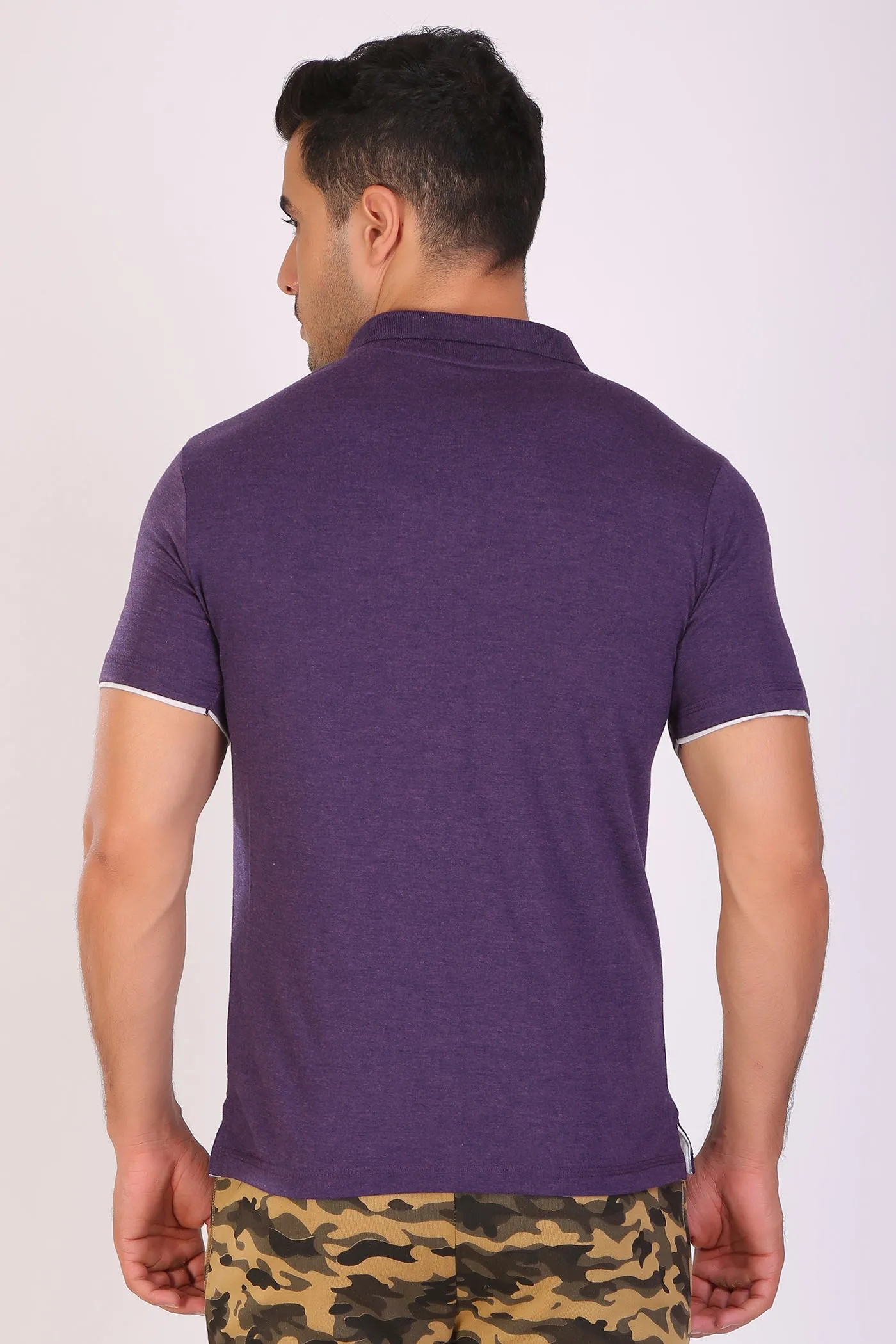 HiFlyers Men Slim Fit Collar Tshirts Purple