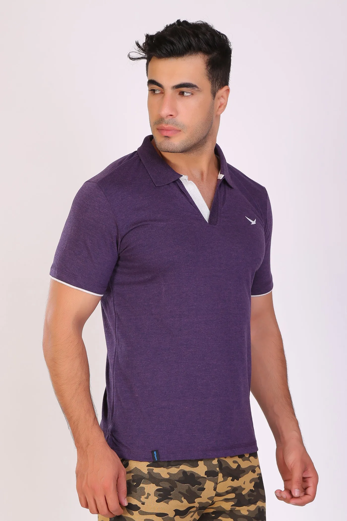 HiFlyers Men Slim Fit Collar Tshirts Purple