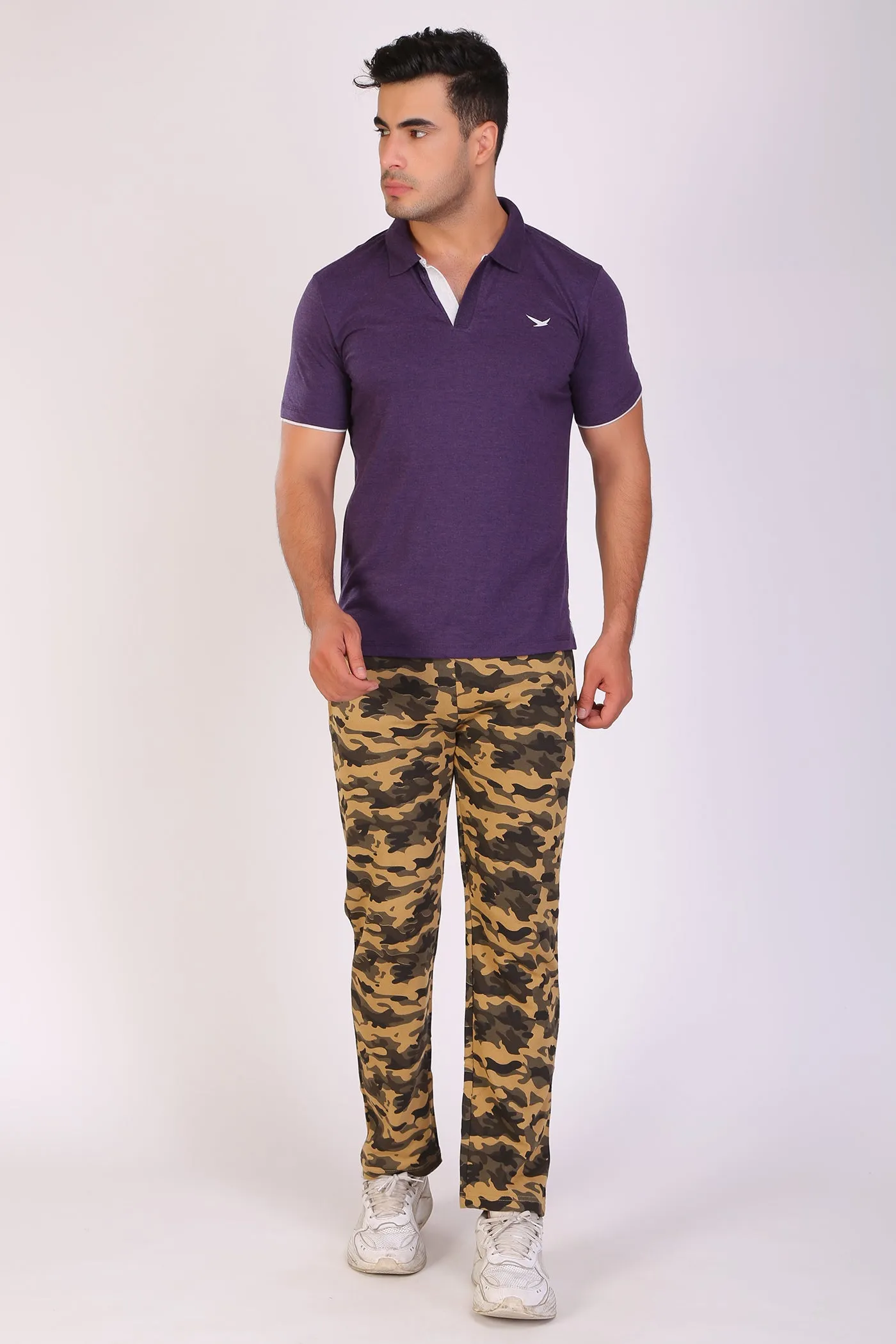 HiFlyers Men Slim Fit Collar Tshirts Purple