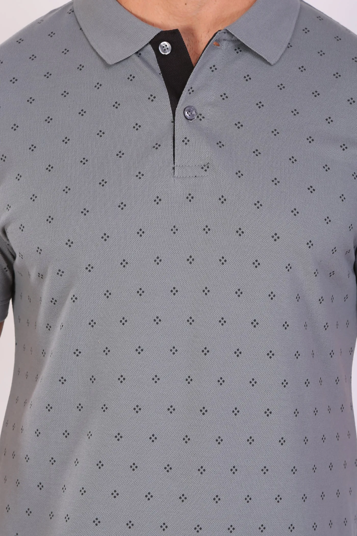 HiFlyers Men Slim Fit Printed Collar Tshirts Grey