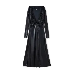 Hooded Fitted Pleated Dress