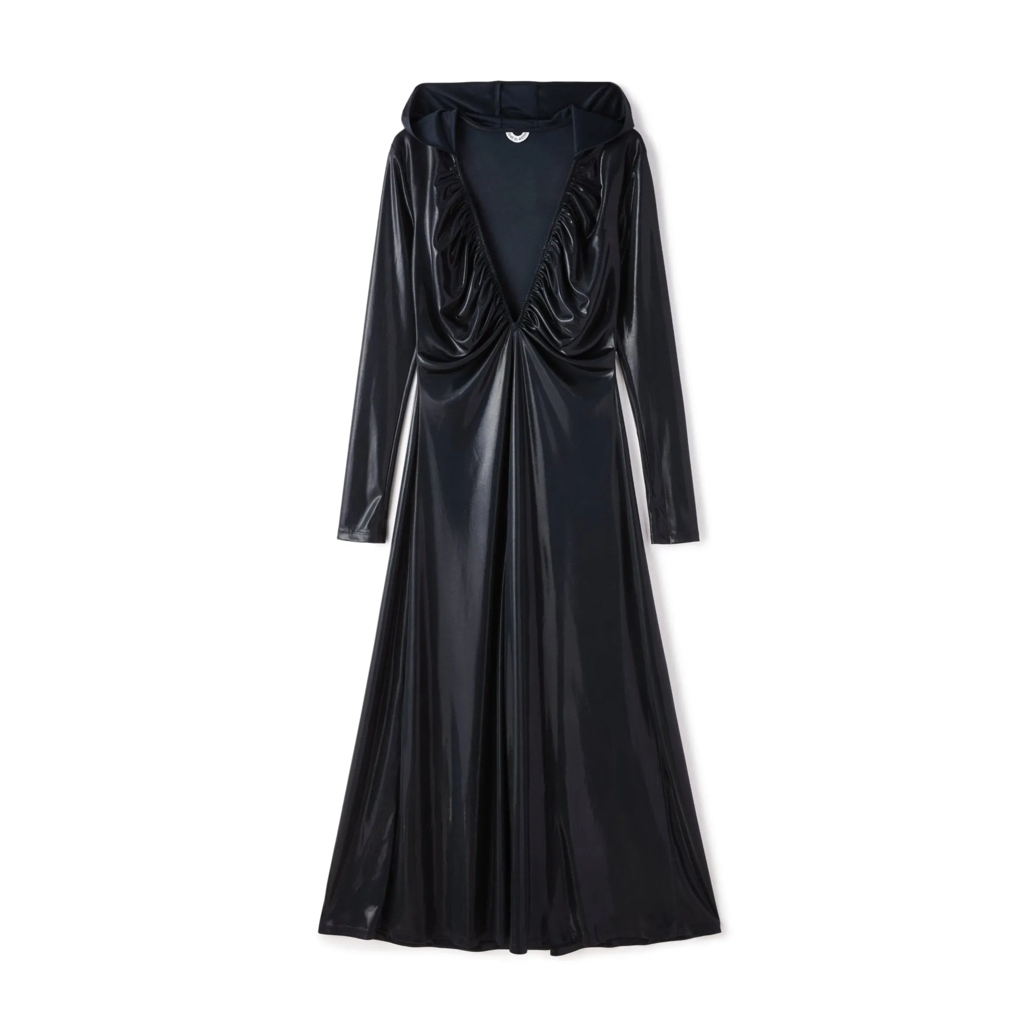 Hooded Fitted Pleated Dress