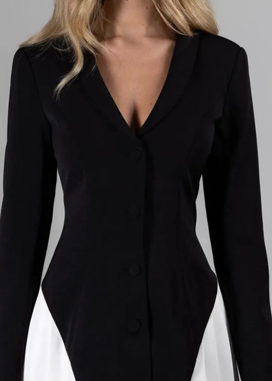 Ivyshape | Blazer Dress With Pleated Hem