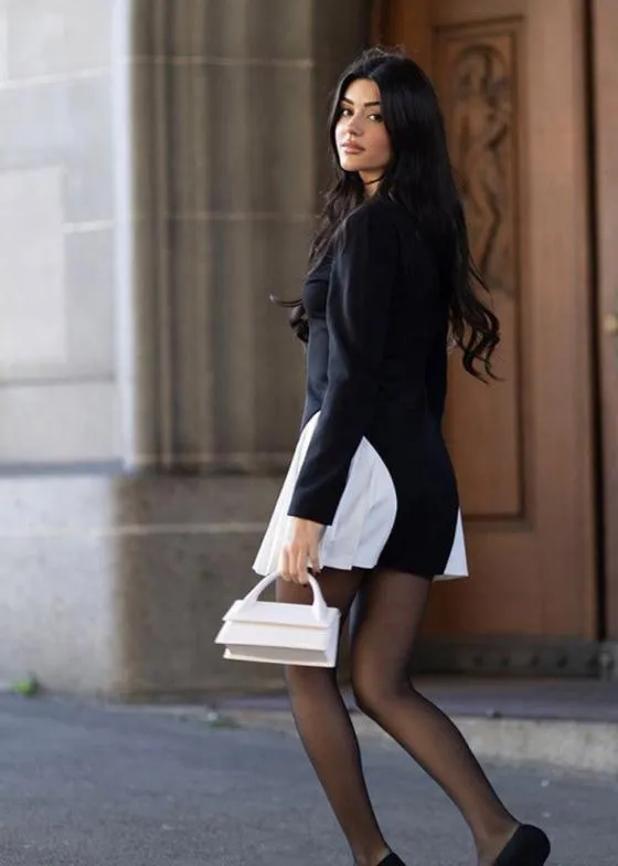Ivyshape | Blazer Dress With Pleated Hem