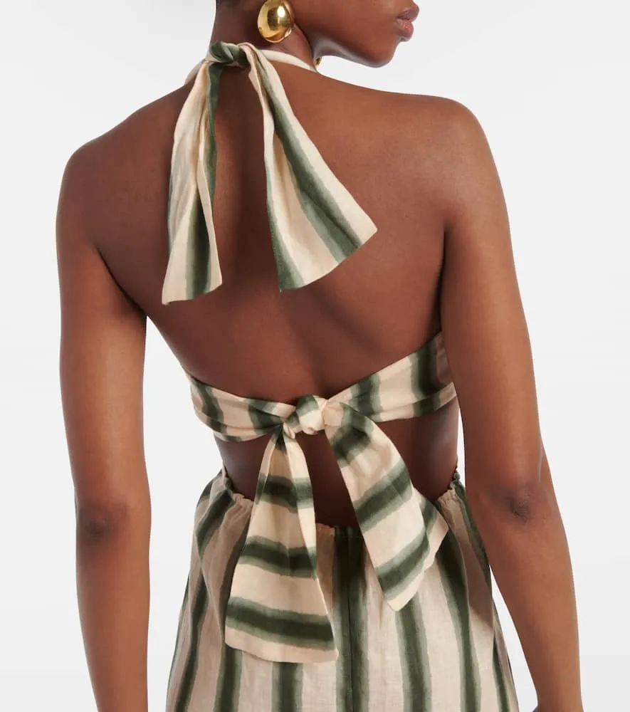 Johanna Ortiz Los Siete Mares striped cutout midi dress