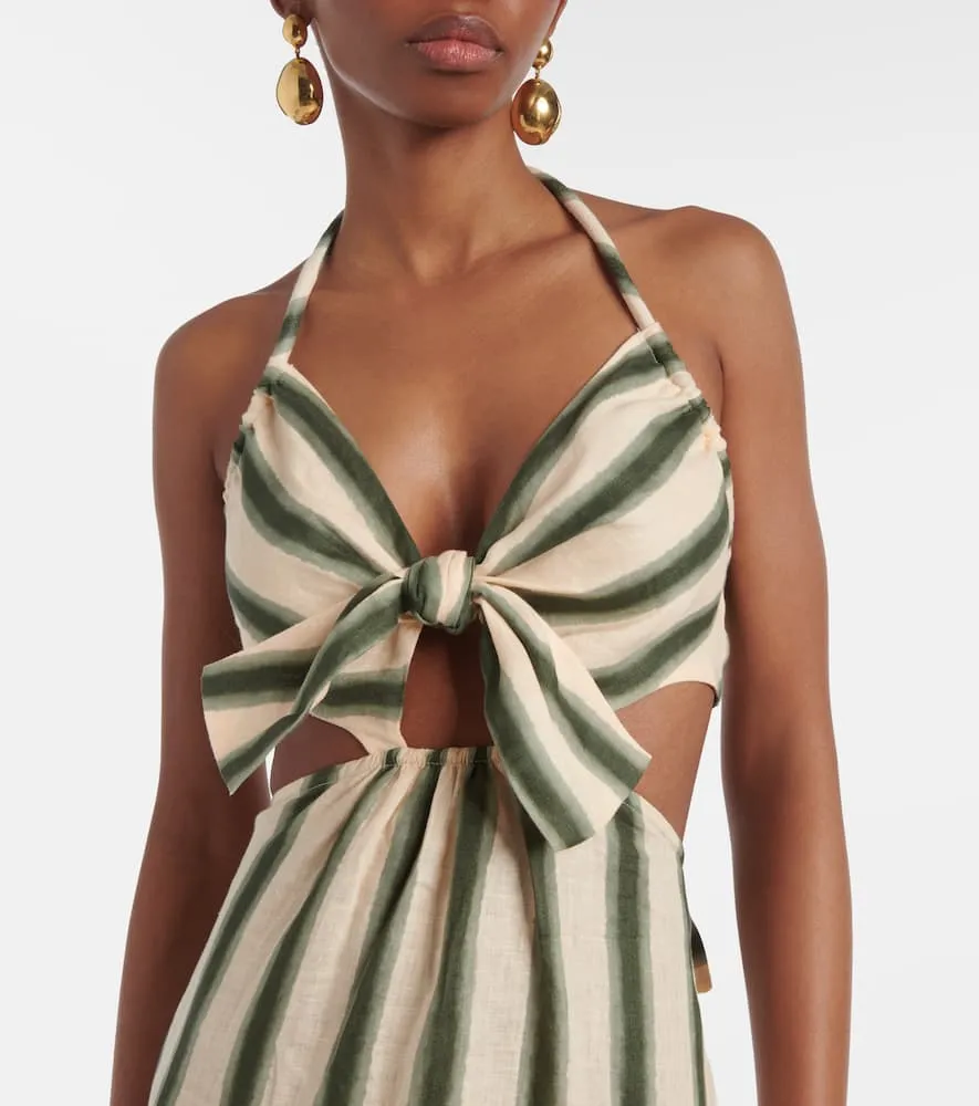 Johanna Ortiz Los Siete Mares striped cutout midi dress