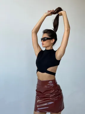 Leather-effect mini-skirt