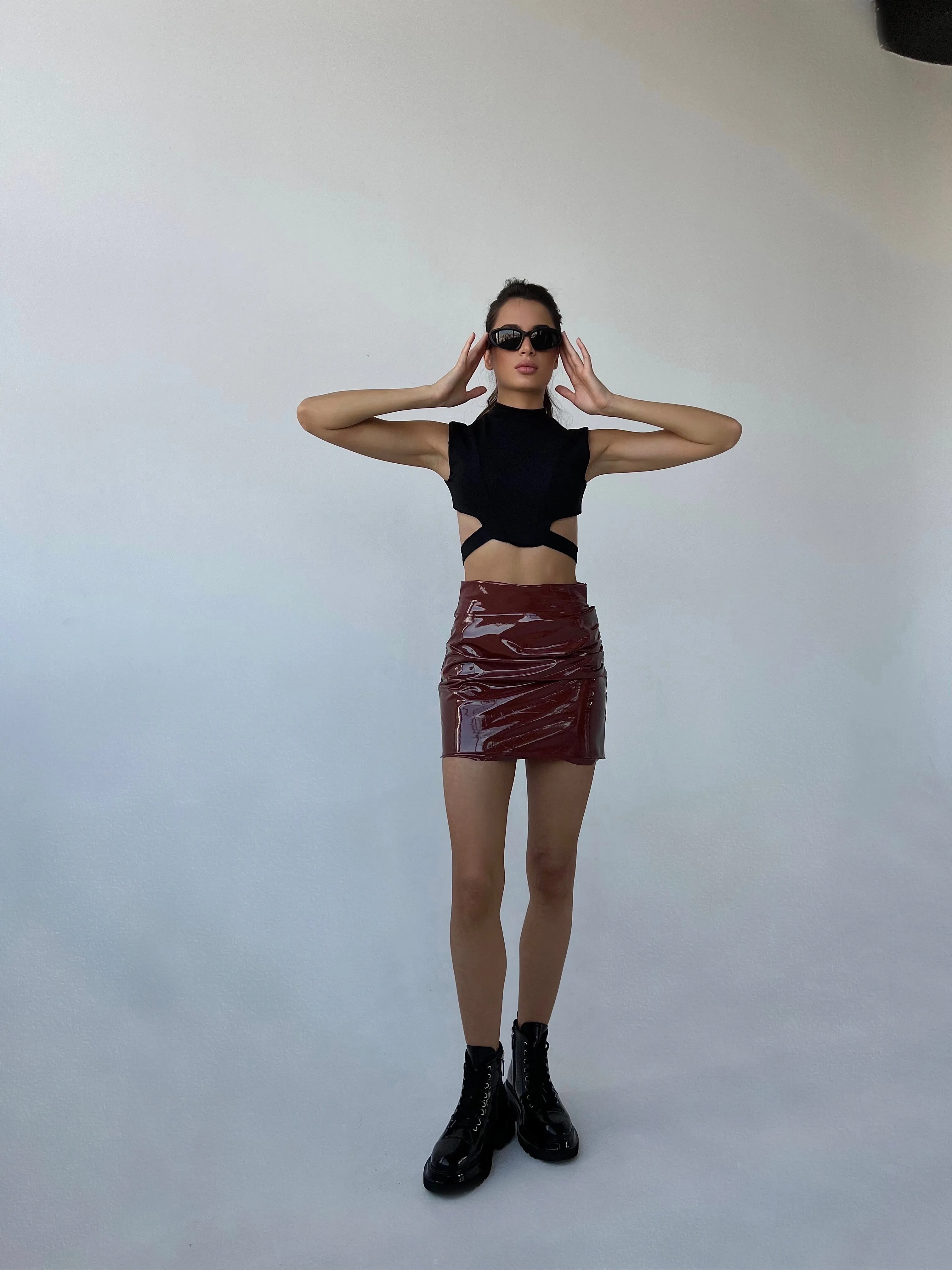 Leather-effect mini-skirt
