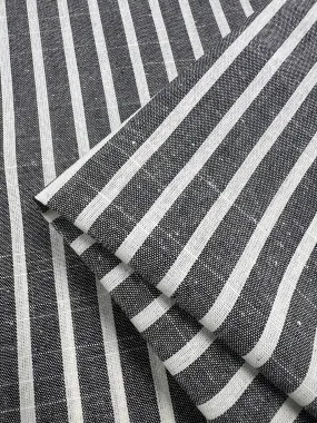 Linen Cotton - Dark Grey Stripe - 145cm