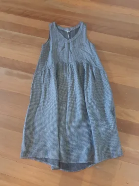 LINEN GINGHAM SLEEVELESS DRESS