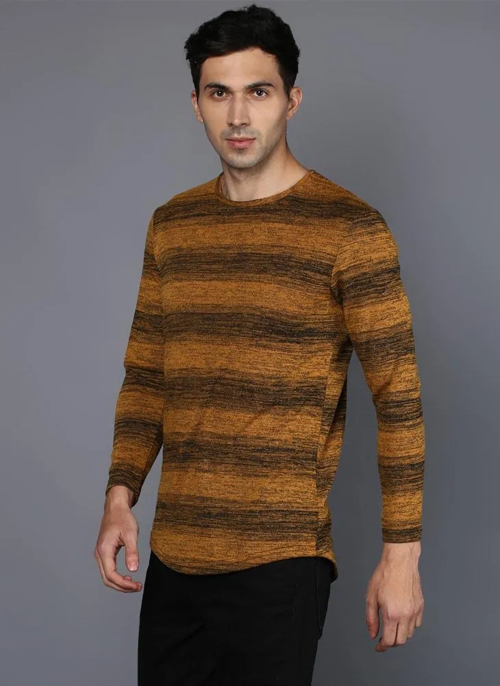 Long-Sleeved T-Shirt with  Melange Contrast stripe