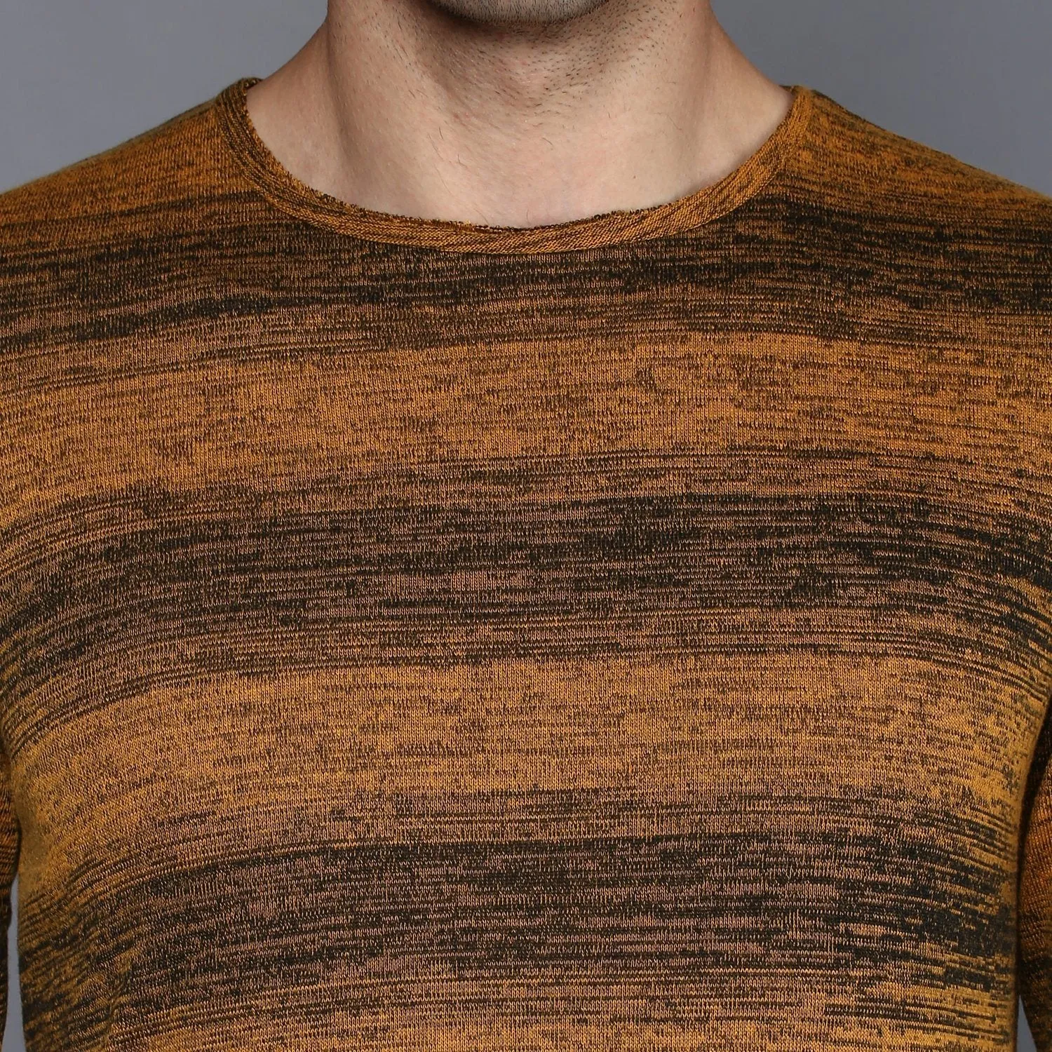 Long-Sleeved T-Shirt with  Melange Contrast stripe