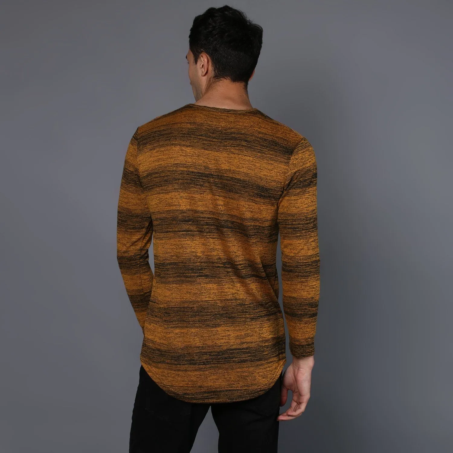 Long-Sleeved T-Shirt with  Melange Contrast stripe