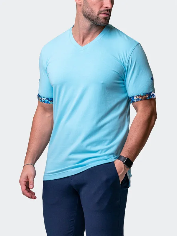 Maceoo Stretch Short-Sleeve Tshirts | V-Neck VivaldiSolidCamoLight Blue