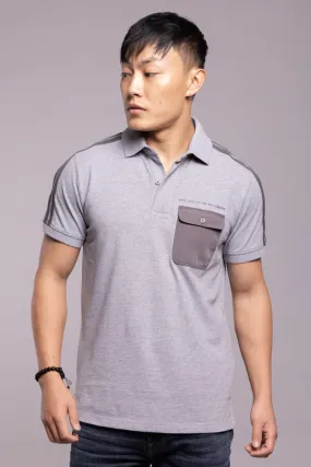 Med Grey Half Sleeves Pique Polo Tee