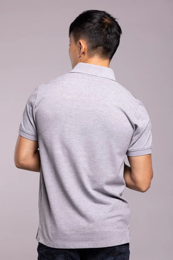 Med Grey Half Sleeves Pique Polo Tee