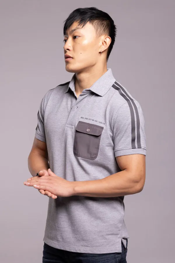 Med Grey Half Sleeves Pique Polo Tee