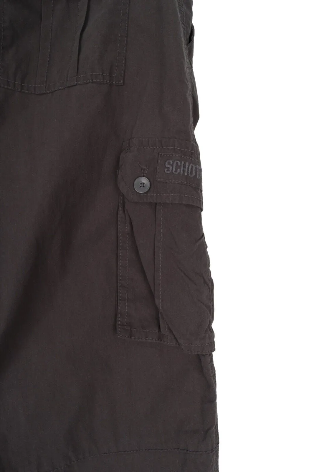 Men's SCHOTT NYC Grey Cotton Blend Military Cargo Pants Trousers Size 32