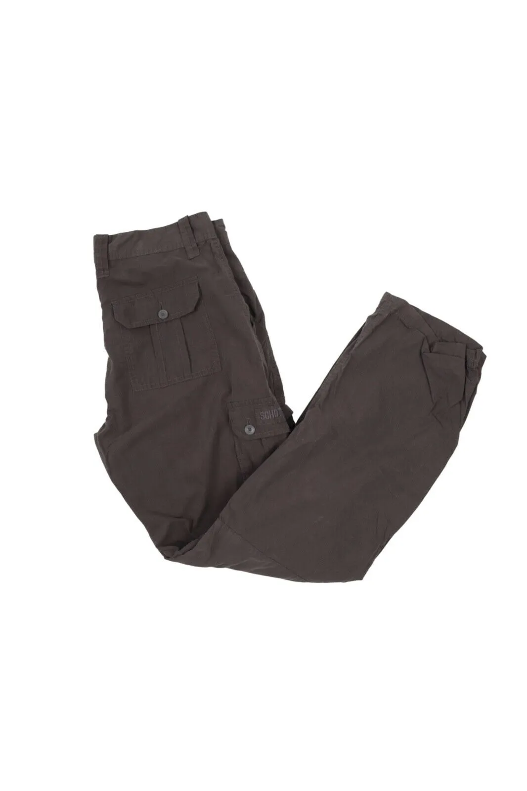 Men's SCHOTT NYC Grey Cotton Blend Military Cargo Pants Trousers Size 32