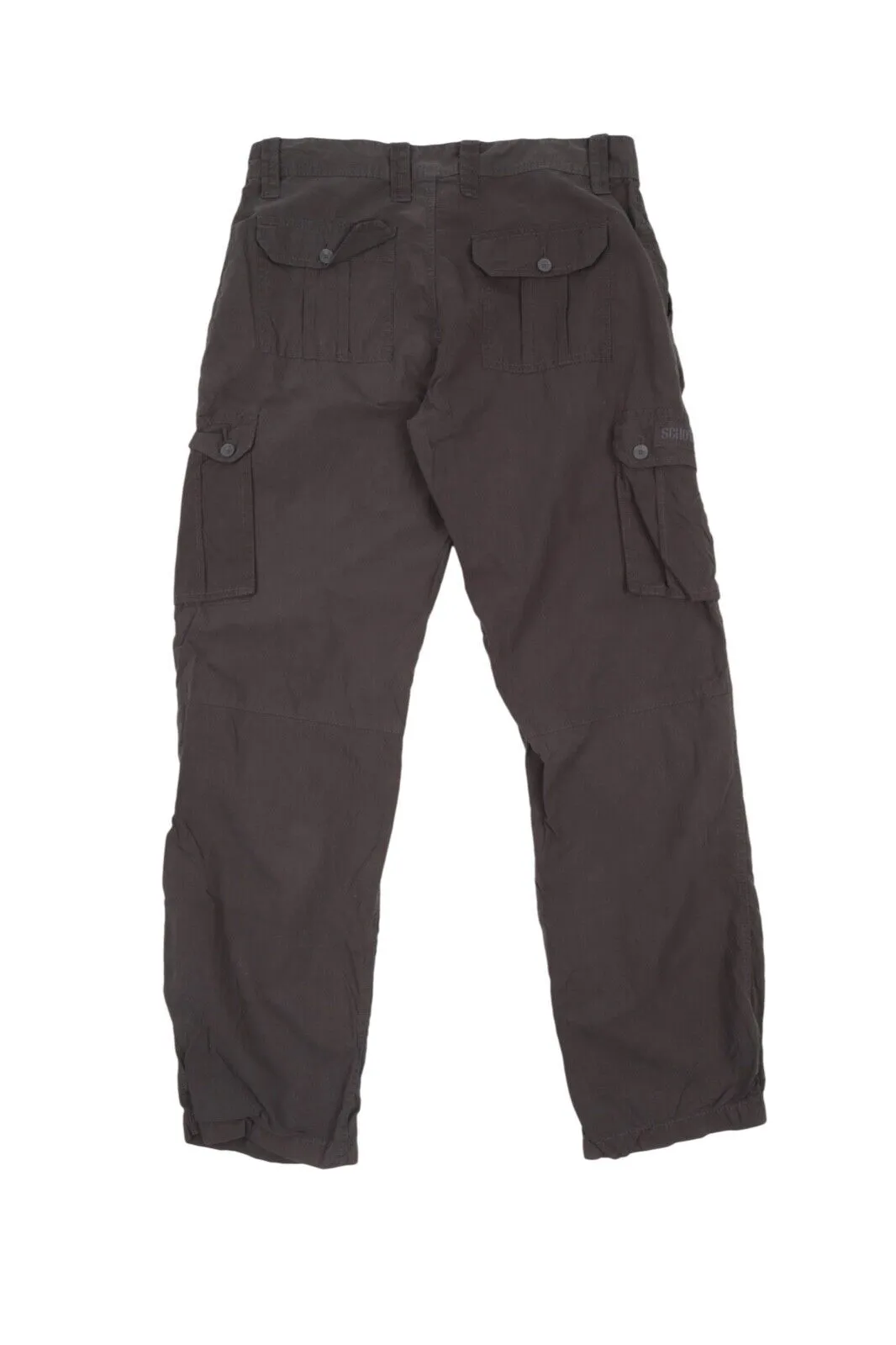 Men's SCHOTT NYC Grey Cotton Blend Military Cargo Pants Trousers Size 32