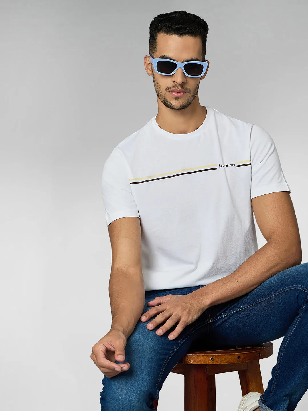 Men's Super Combed Cotton White Regular Fit Half Sleeve Round Neck T-Shirt