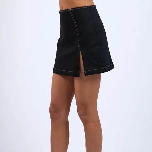 MY GIRL BLACK DENIM MINI SKIRT