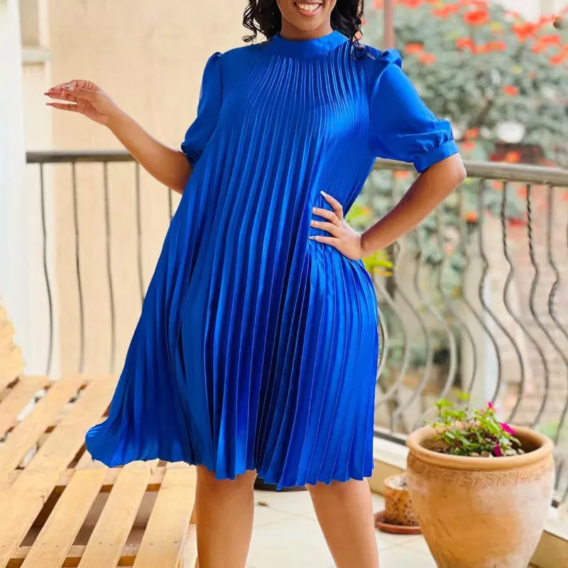 New Arrival Casual Tie Strap Pleated Dress