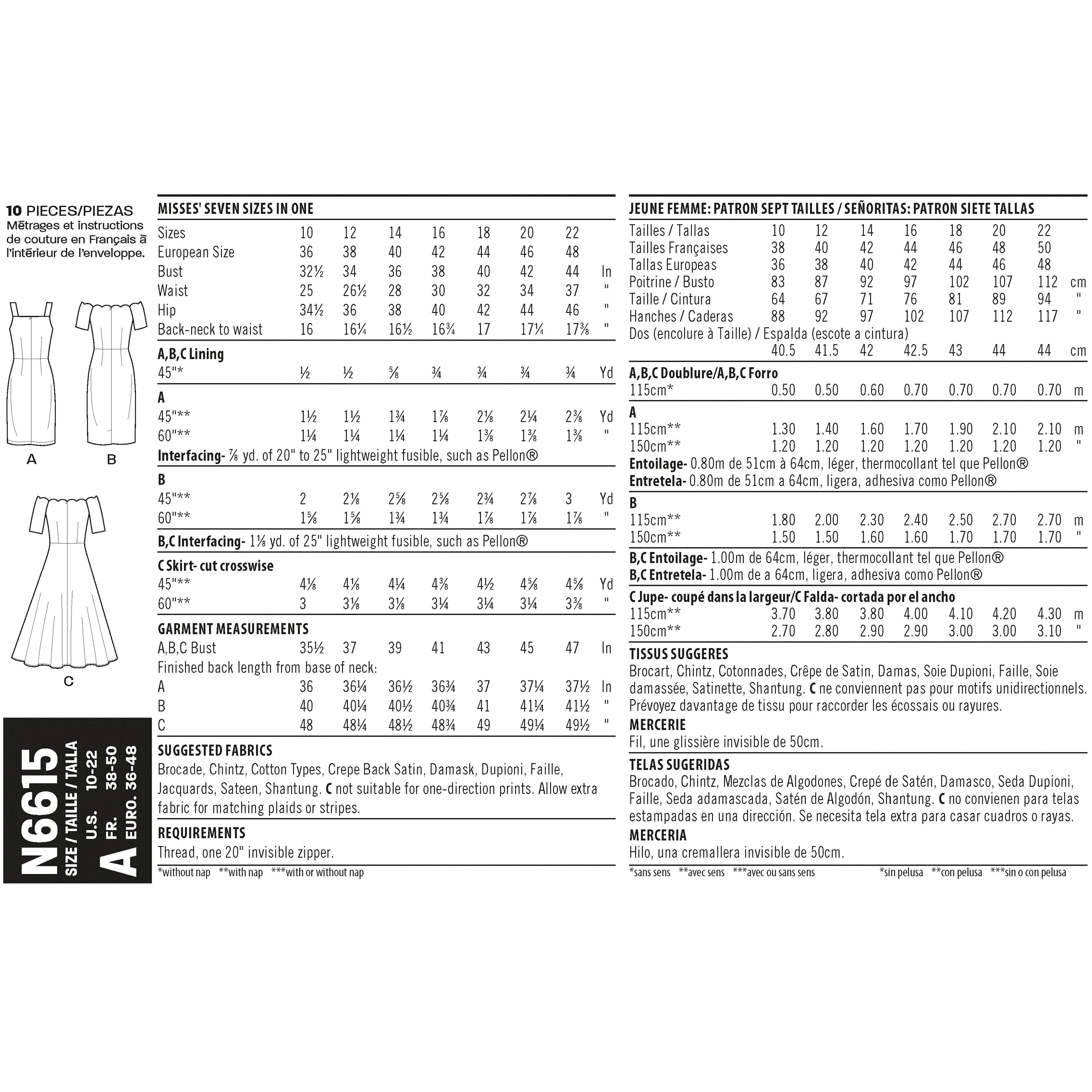 Newlook Pattern N6615 Misses' Dresses