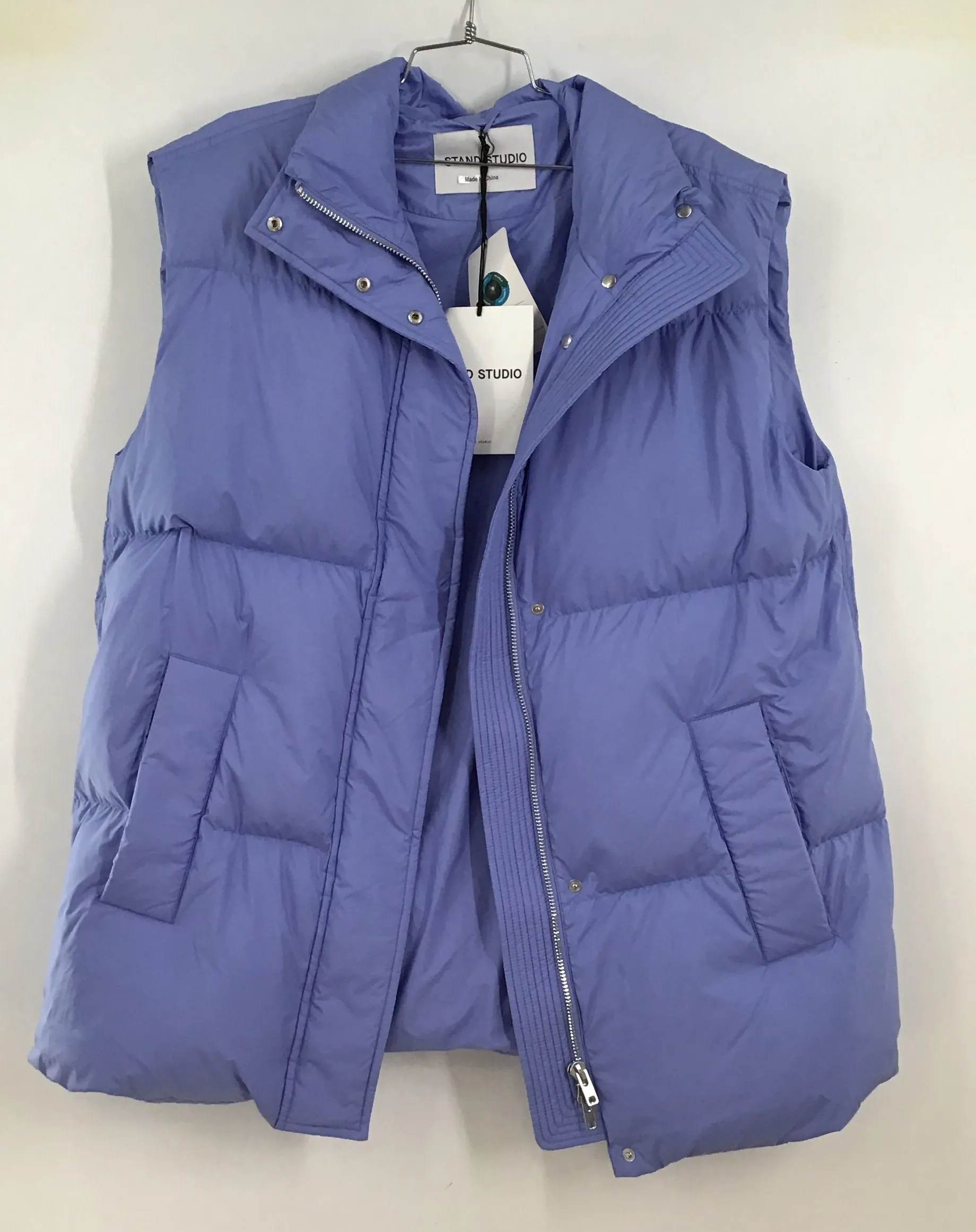 NWT Stand Studio Women's Blue Bell Zola Puffer Vest - Size 36