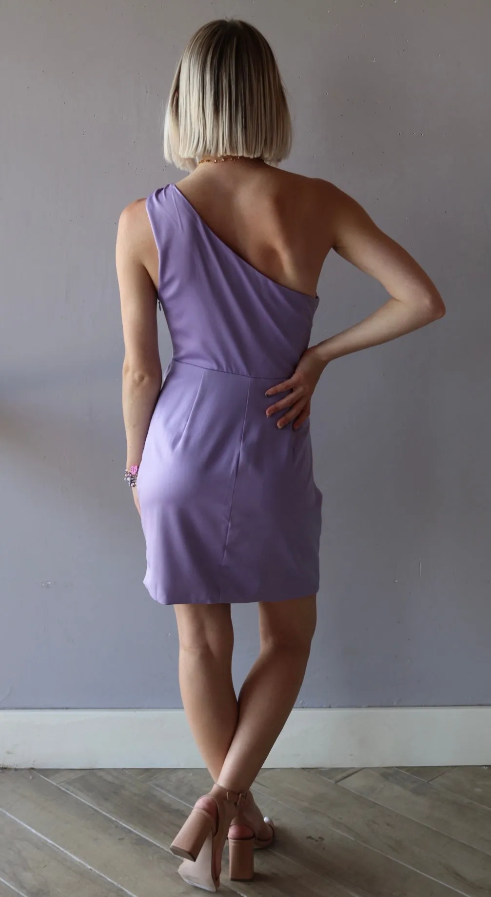 One Shoulder SISTERHOOD Pleated Dress