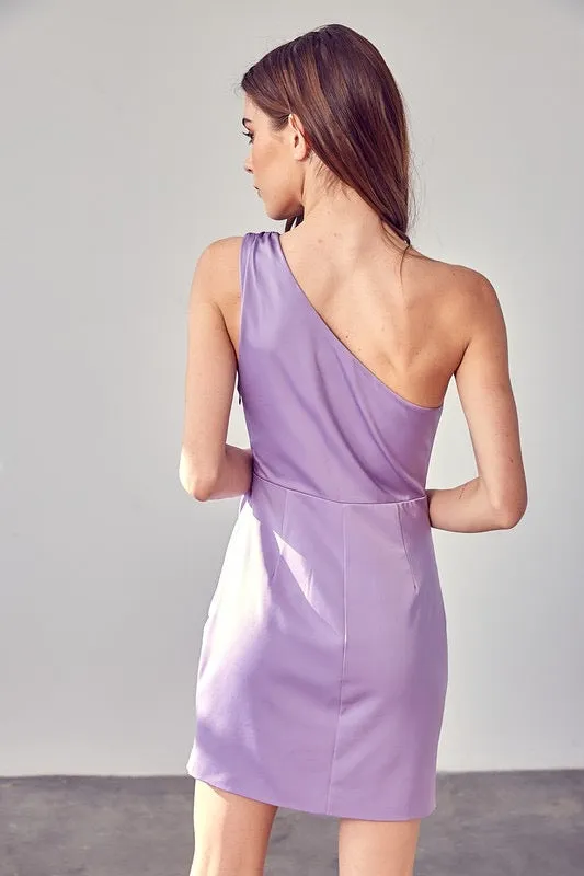 One Shoulder SISTERHOOD Pleated Dress
