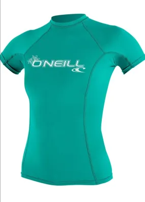 O'Neill Womens Basic Skins S/S Rash Vest - Light Aqua