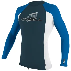 O'Neill Youth Premium Skins L/S Rash Vest - Cadet Blue/White/Ocean