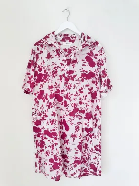 petra dress - big fuschia flower linen