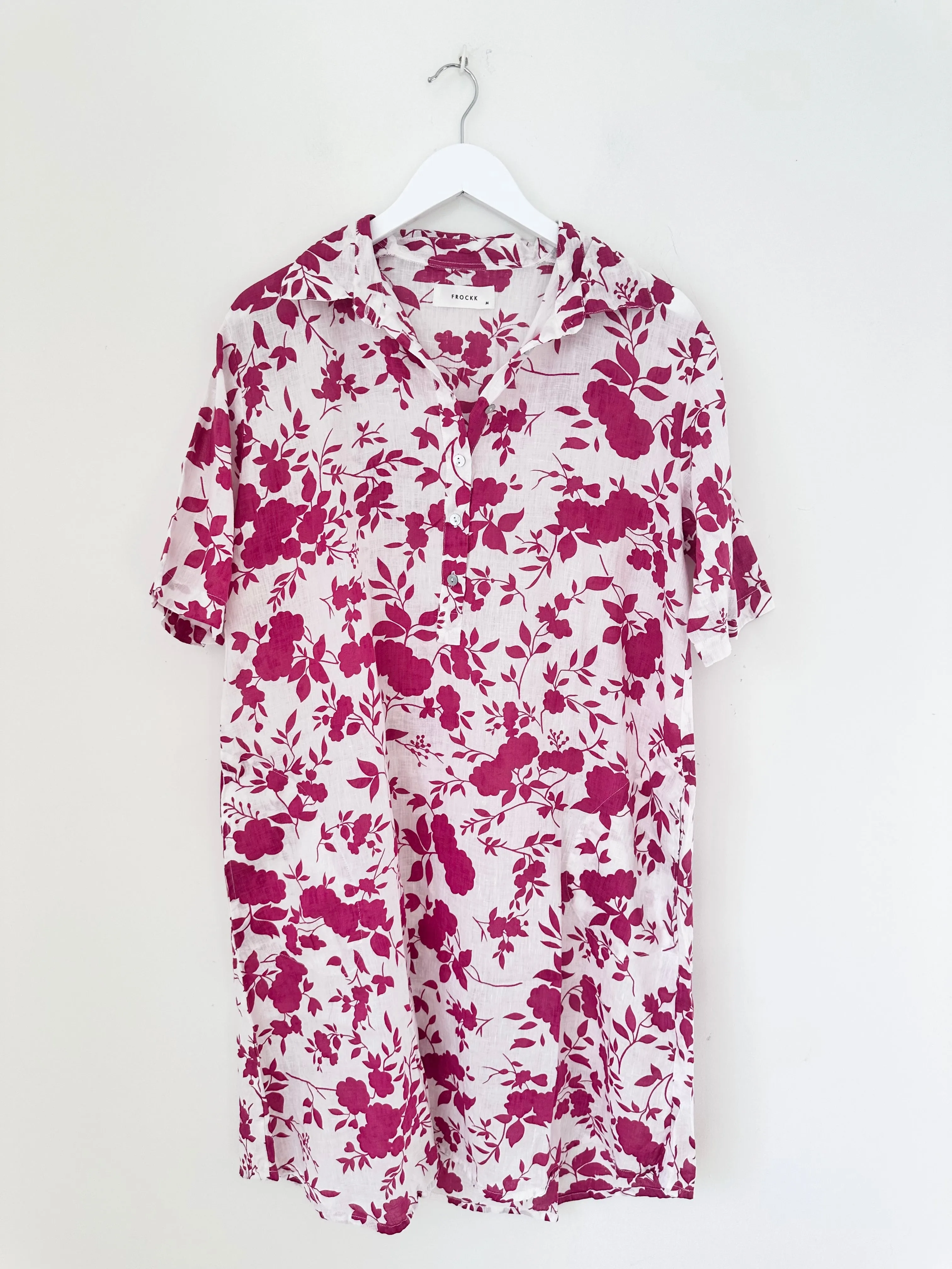 petra dress - big fuschia flower linen