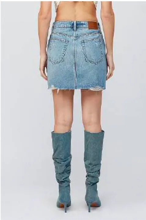Peyton Grinded Denim Mini Skirt