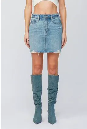Peyton Grinded Denim Mini Skirt