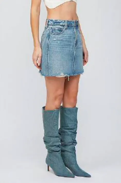 Peyton Grinded Denim Mini Skirt