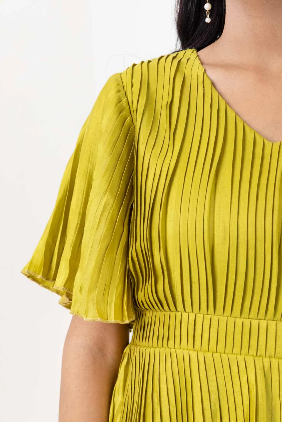 Pleats please party dress green